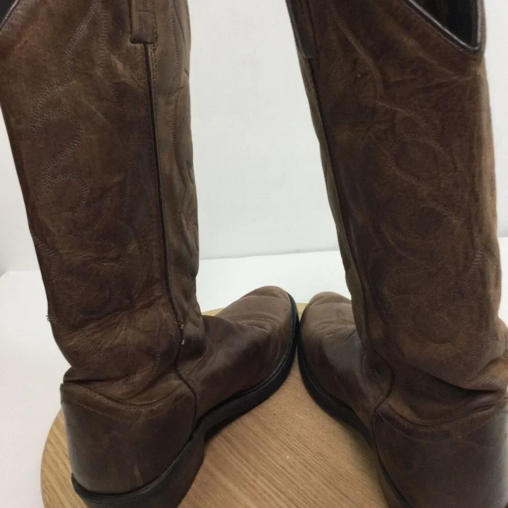 Old West Mens Leather Mid-Calf Western Boots Brown TBM3051 Size 8 D